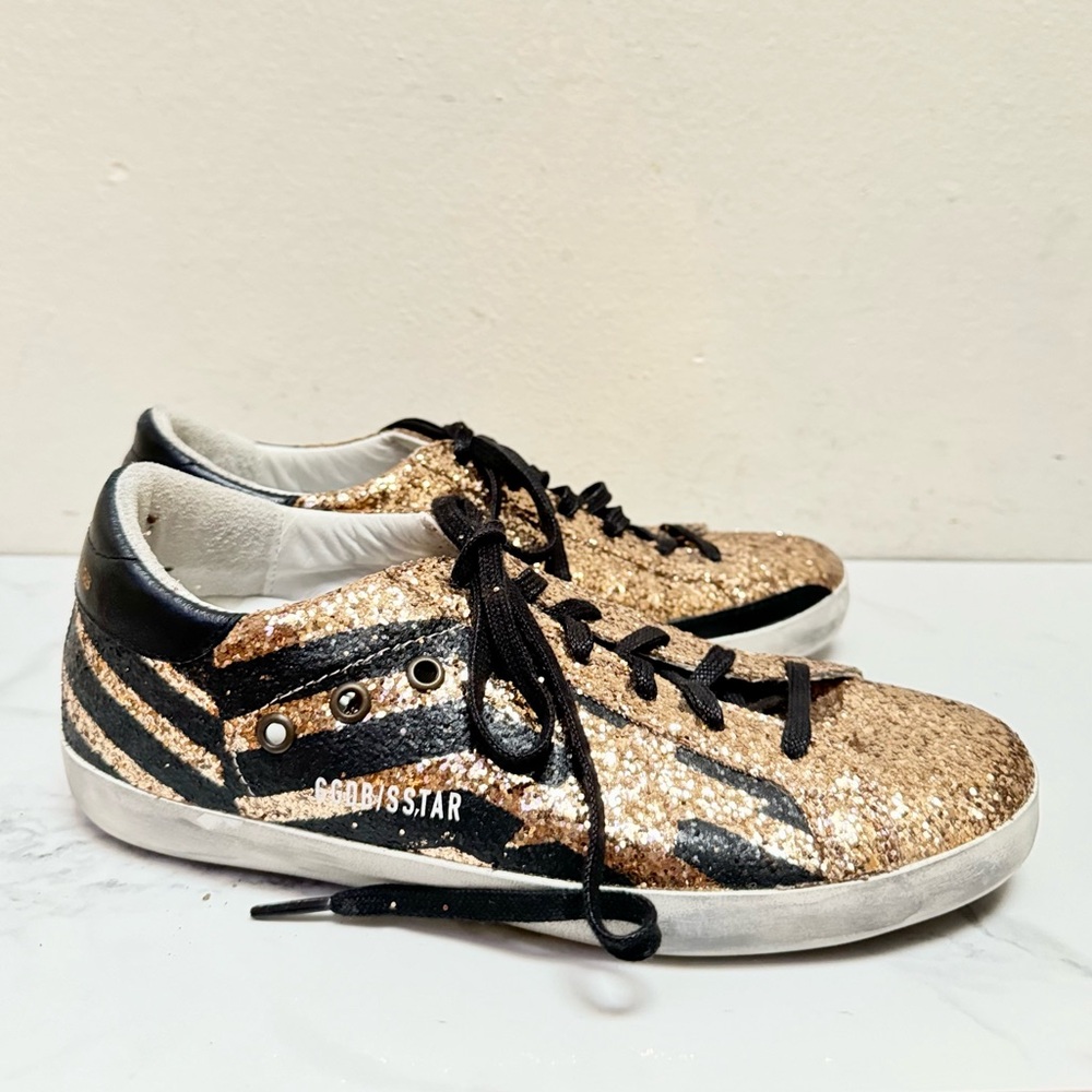 Golden Goose Gold Glitter Flag Sneakers - Picture 4 of 16